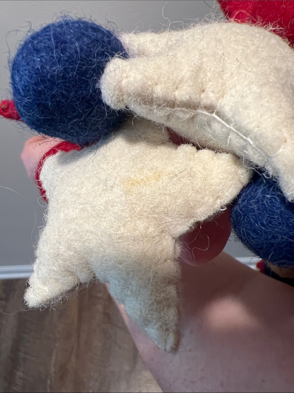 Pair of Hand Stitched Felted Wool Red White Blue Patriotic Garland 4th of July - Picture 8 of 8